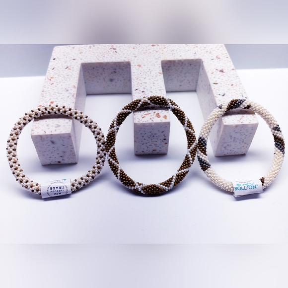 KHAKI-Original Roll-On® Bracelets, 7" round, made in Nepal #4 (3 pieces) - Picture 5 of 7